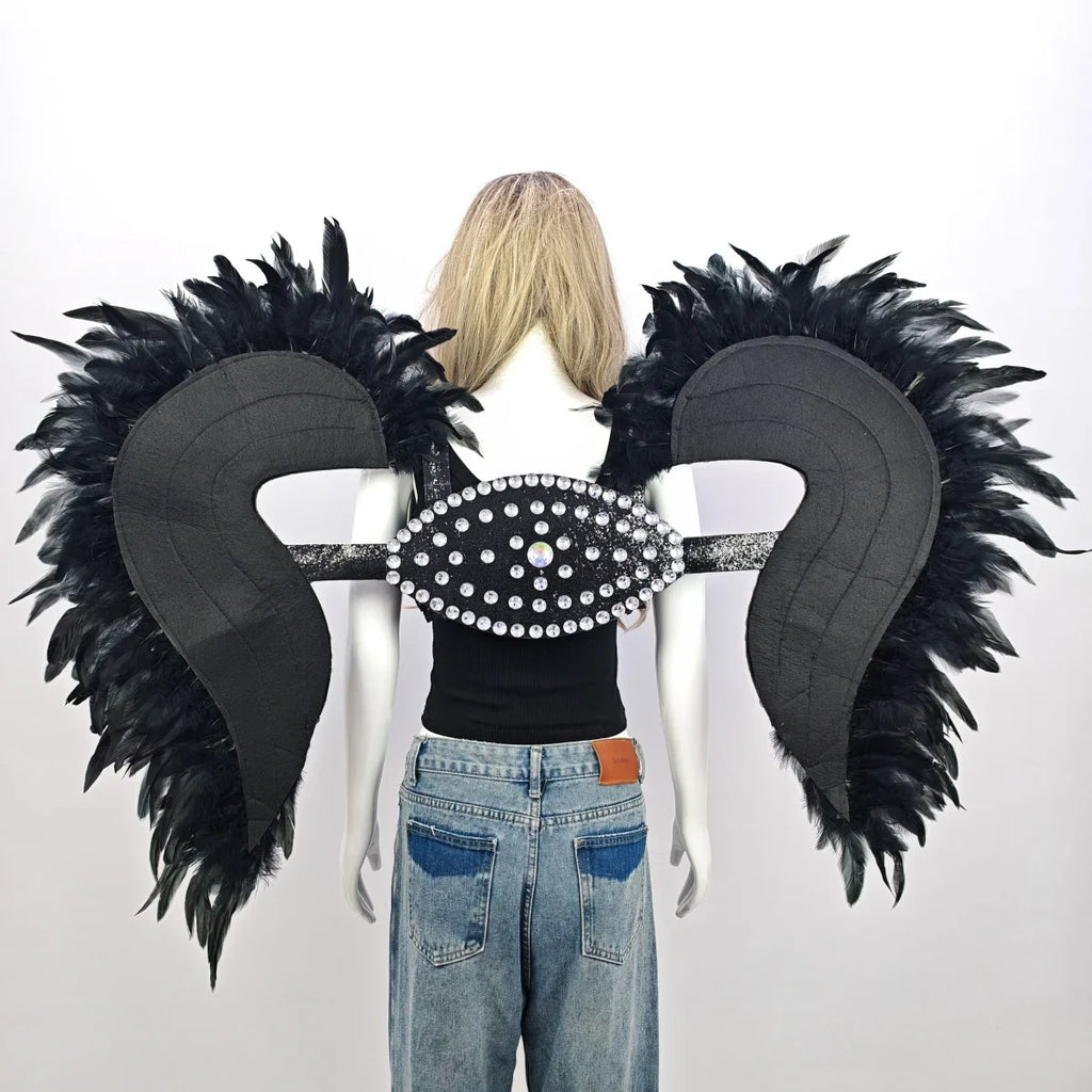Artisanal Feather Angel Wings Statement Backpiece Runway & Carnival Costume Prop