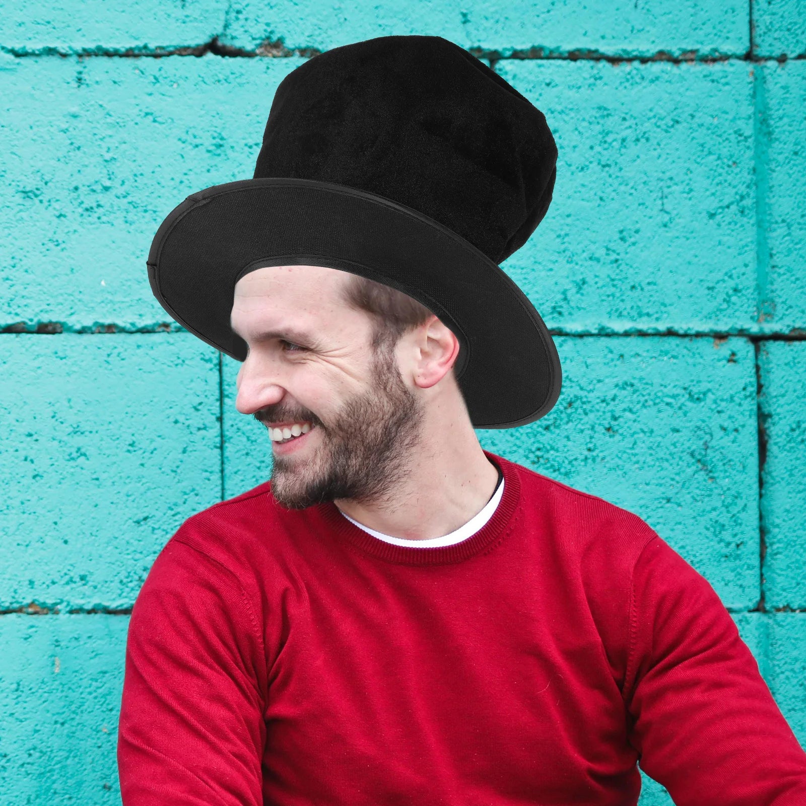 Vintage Black Wool Top Hat Flat Wide Brim Unisex Magician Jazz Performer Elegant Costume Accessory Classic Design