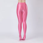 Oil Glossy High-Stretch Satin Pencil Pants & Leopard Print Leggings