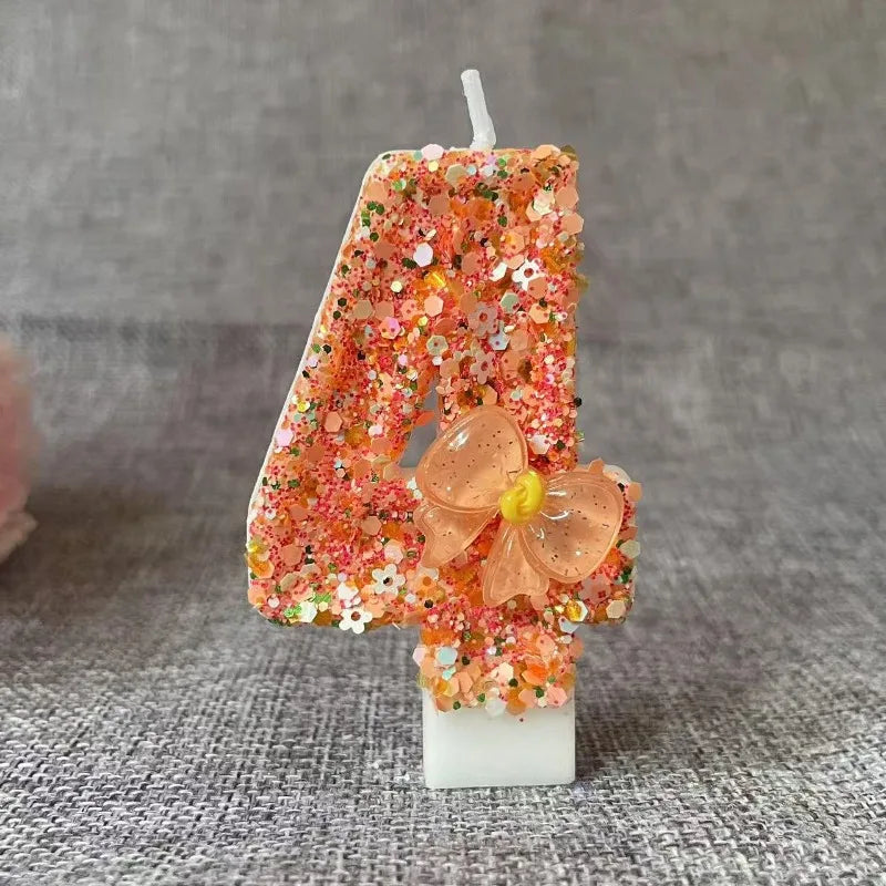 Birthday Candle Bow Orange Creative Ceremony Surprise Digital Decoration Candle Flower Style