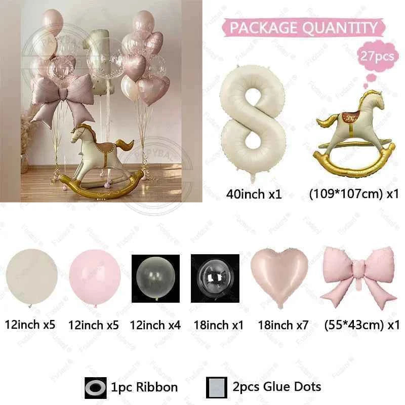 27pcs Large Trojan Deco Balloons with Pink Bows Suitable for Wedding Decoration Birthdays and Pink Themed Parties Decor Supplies