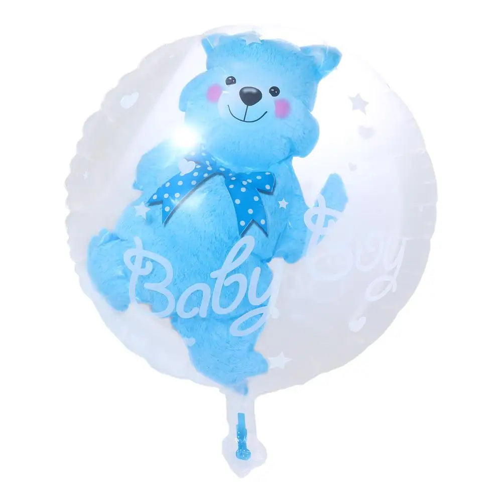 Birthday Gender Reveal Blue Pink Transparent 4D Double Bubble Balloons Bear Party Supplies Globos