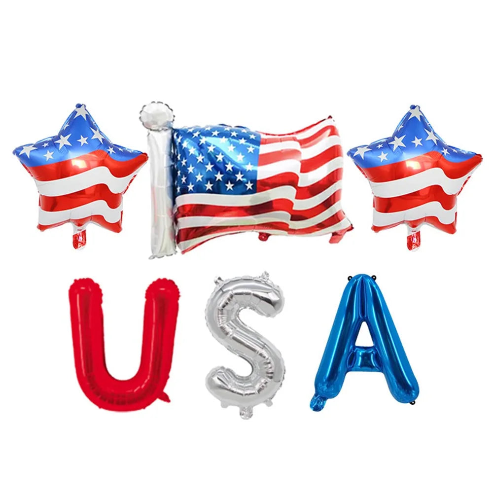 American Party Decorations Independence Day Supplies Banner Balloons Plates For USA 4th Of July Patriotic Theme Party Supplies