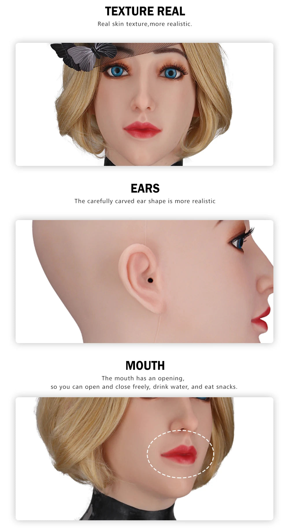 High-Quality Silicone Face Masks Crossdresser Fake Faces Drag Queen Stage Performance Cosplay Crossdressing Sissy Transgender - Big Tim's Magic Emporium