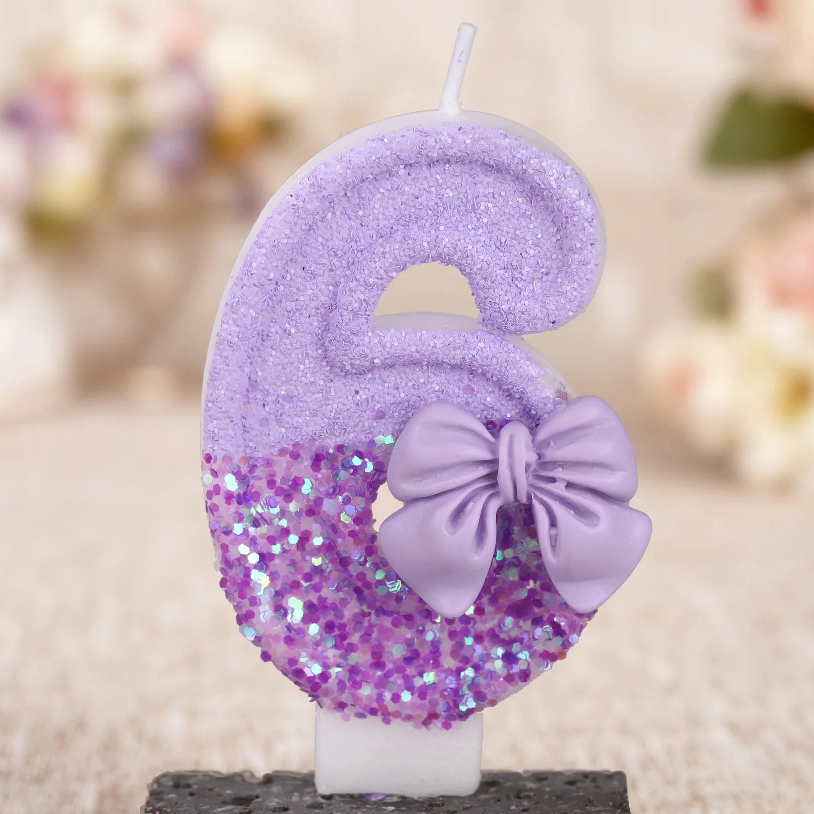 Digital candle purple bow birthday cake party candle birthday digital candle dinner candle