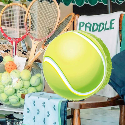 1Set Sports Tennis Theme Pinata Bundle with Blindfold Stick for Kids Birthday Baby Shower School Game Party Decoration