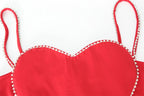 Scarlet Sweetheart Crop Camisole Sculpted Red Bustier Party Bralette Top