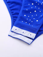 Sparkly Rhinestone & Tassel Fringe Latin Dance Leotard Crew Neck Bodysuit