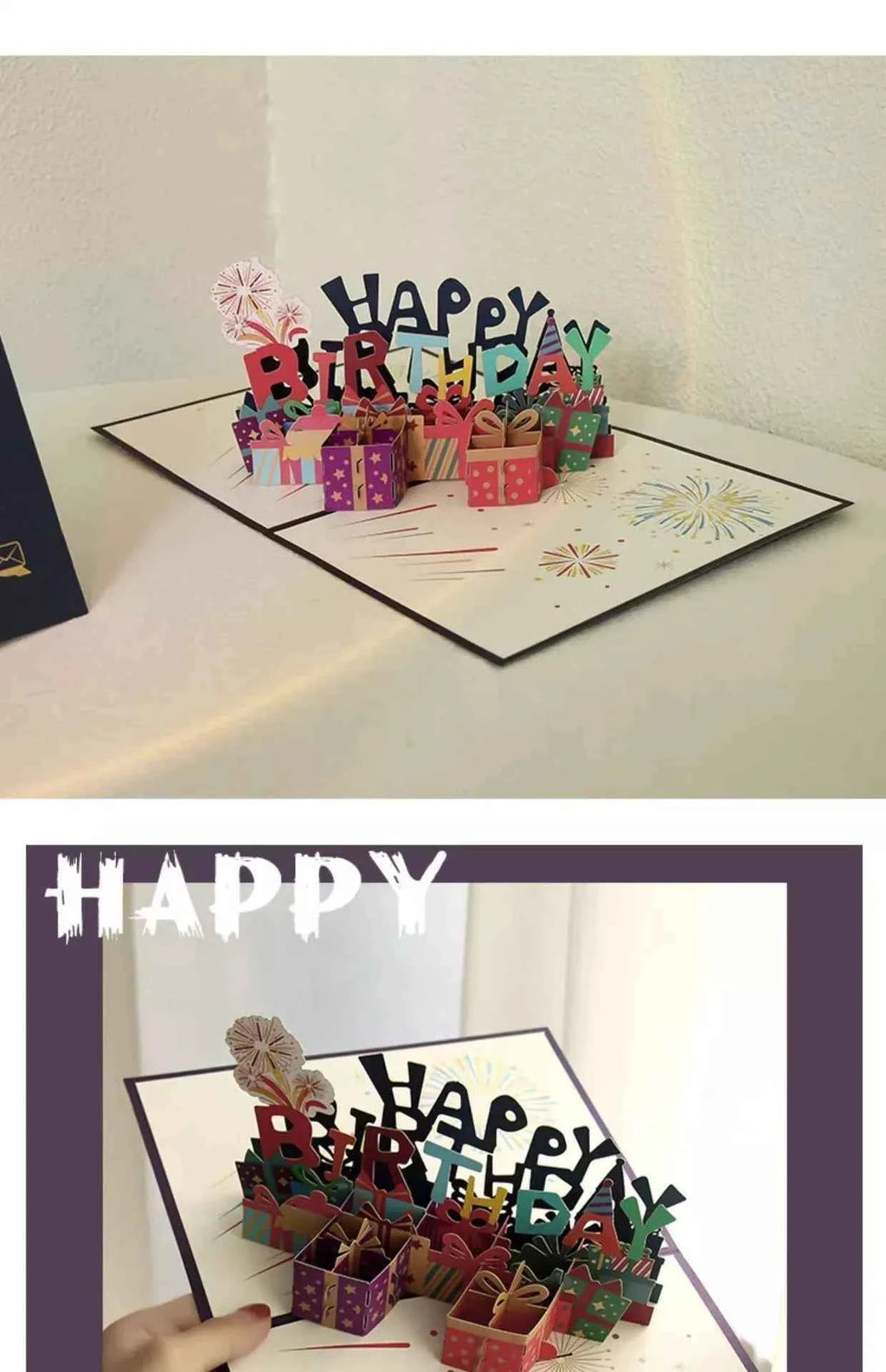 Happy Birthday Greeting Cards 3D Pop Up Card Birthday Cake Greeting Cards with Envelope Birthday Gifts to Family Friends Lovers