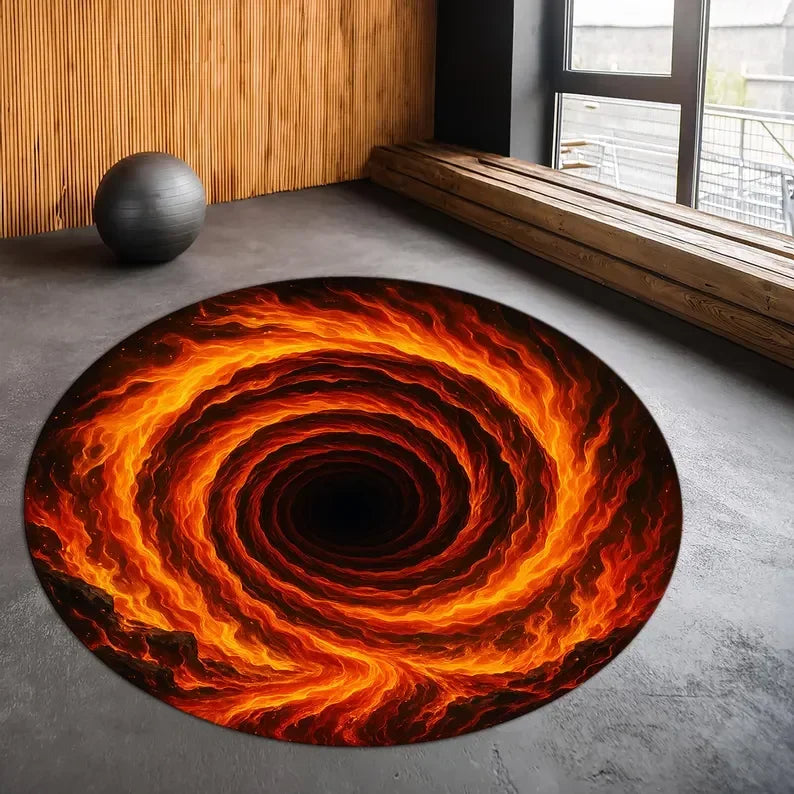 Optical Illusion Rug 3D Vortex Pattern Round Modern Design Retro Home Decoration Carpet