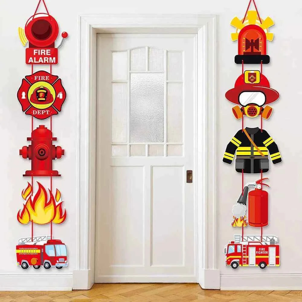 Fireman Birthday Party Supplies Firefighter Helmet Fire Hydrant Straws Cups with Lids Extinguisher Squirt Toys Fire Favors