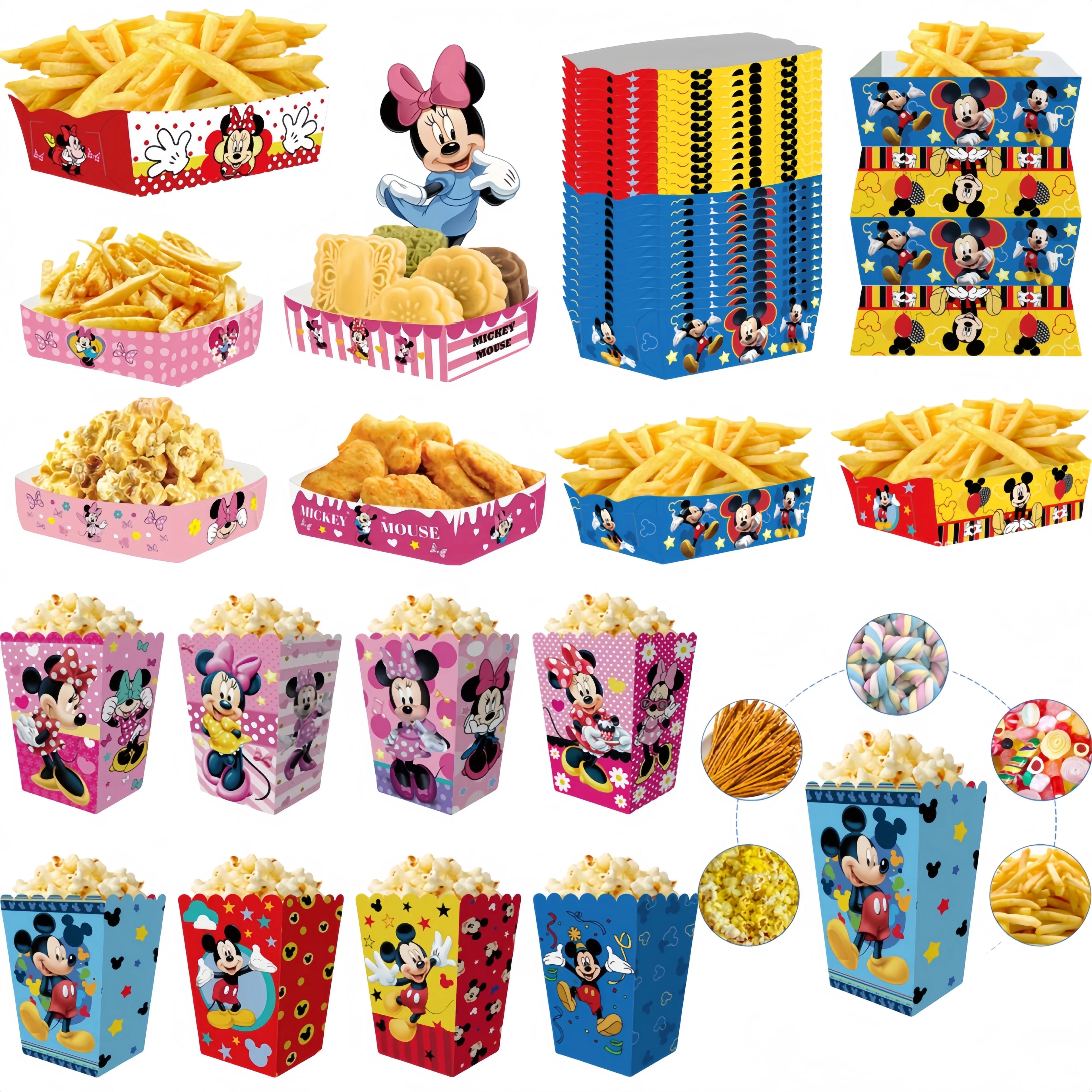 Mickey Minnie Party Decorations Popcorn Boxes French Fries Boxes For Kids Birthday Party Boys Girls Party Supplies Party Favors - Big Tim's Magic Emporium