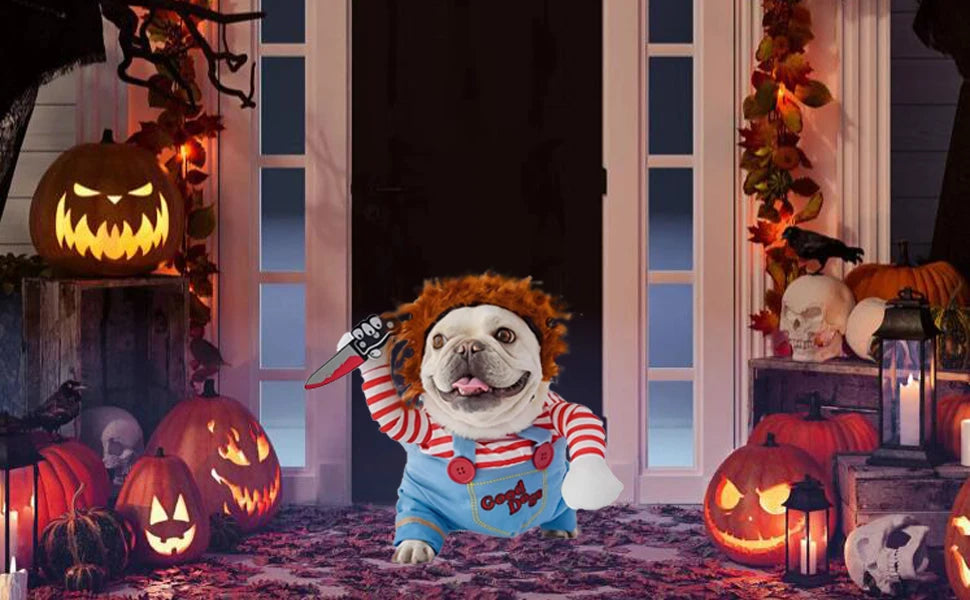 Pet Deadly Dog Costume,Cute Dog Cosplay Halloween Christmas Funny Costume Dog Clothes Party Costume for Small Medium Large Dogs