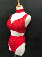 Sexy DJ Nightclub Pole Dance Costume Rhinestone Bikini Rave Outfit Party Show Stage Wear Dancer Team Performance Clothes