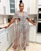 Women's Latin Dance Gown with Rhinestone Appliqué, Long Prom & Stage Dress