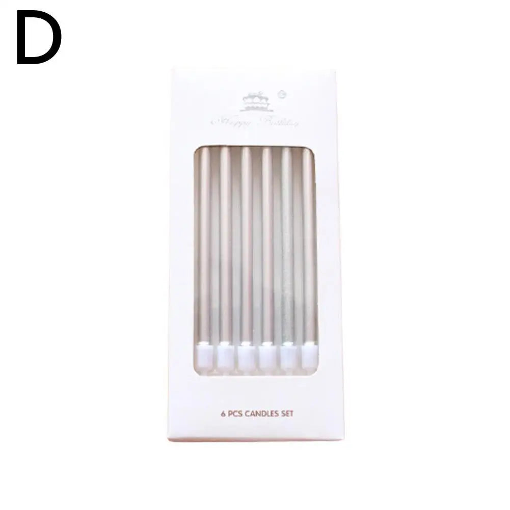 6pcs/Kit Birthday Cake Candles Gold Silver Candles Cupcake Decoration Baby Shower Wedding Party Decorative Candle Toppers