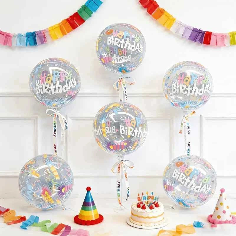 5/10 Colorful Happy Birthday Bobo Balloons Clear Round Transparent Bubble Balloons Mixed Color for Wedding Birthday Party Decor