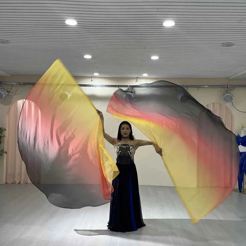 Belly Dance Props 1.9*1.4 Semi-Round Flags Colored Scarves Multi-Color With Telescopic Sticks Stage Performance Accessories New