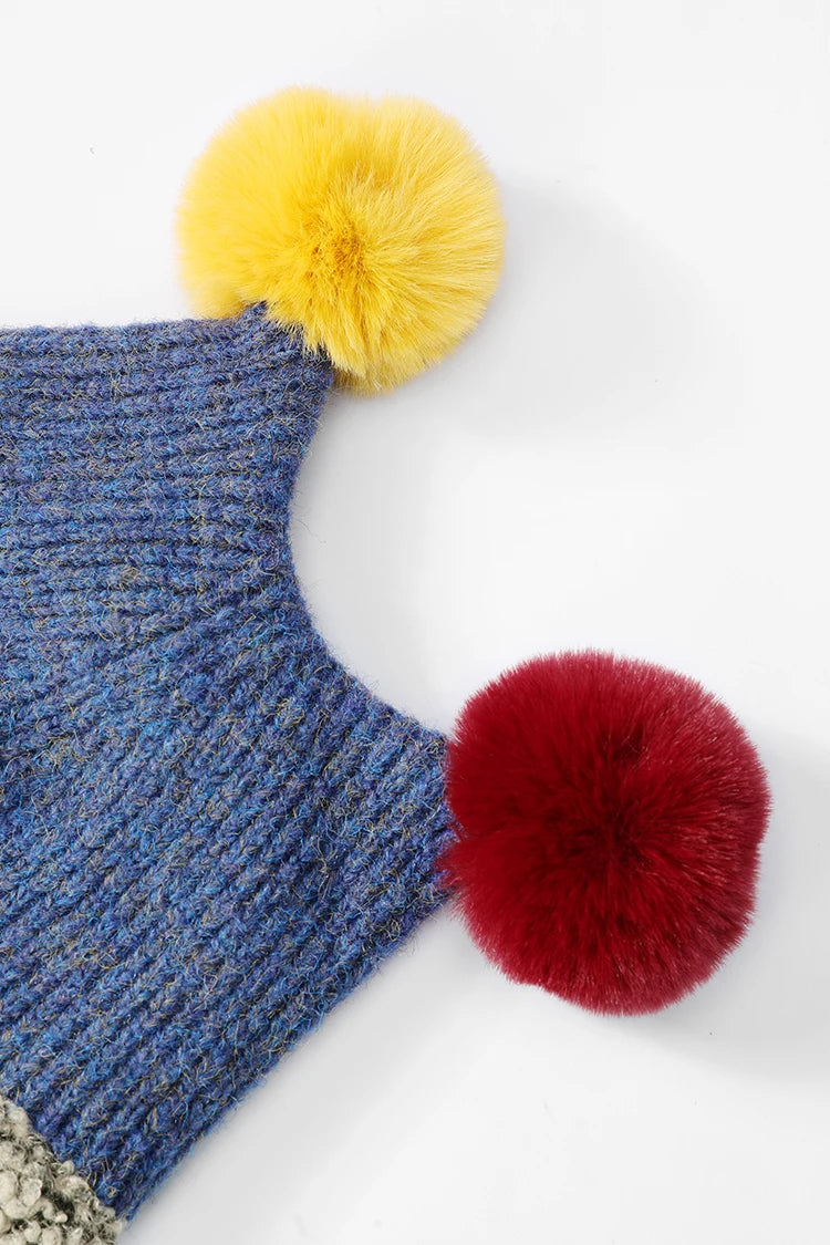 ELFSACK Cute Clown Colorful Pom Pom Warm Knit Beanie For Women - Big Tim's Magic Emporium