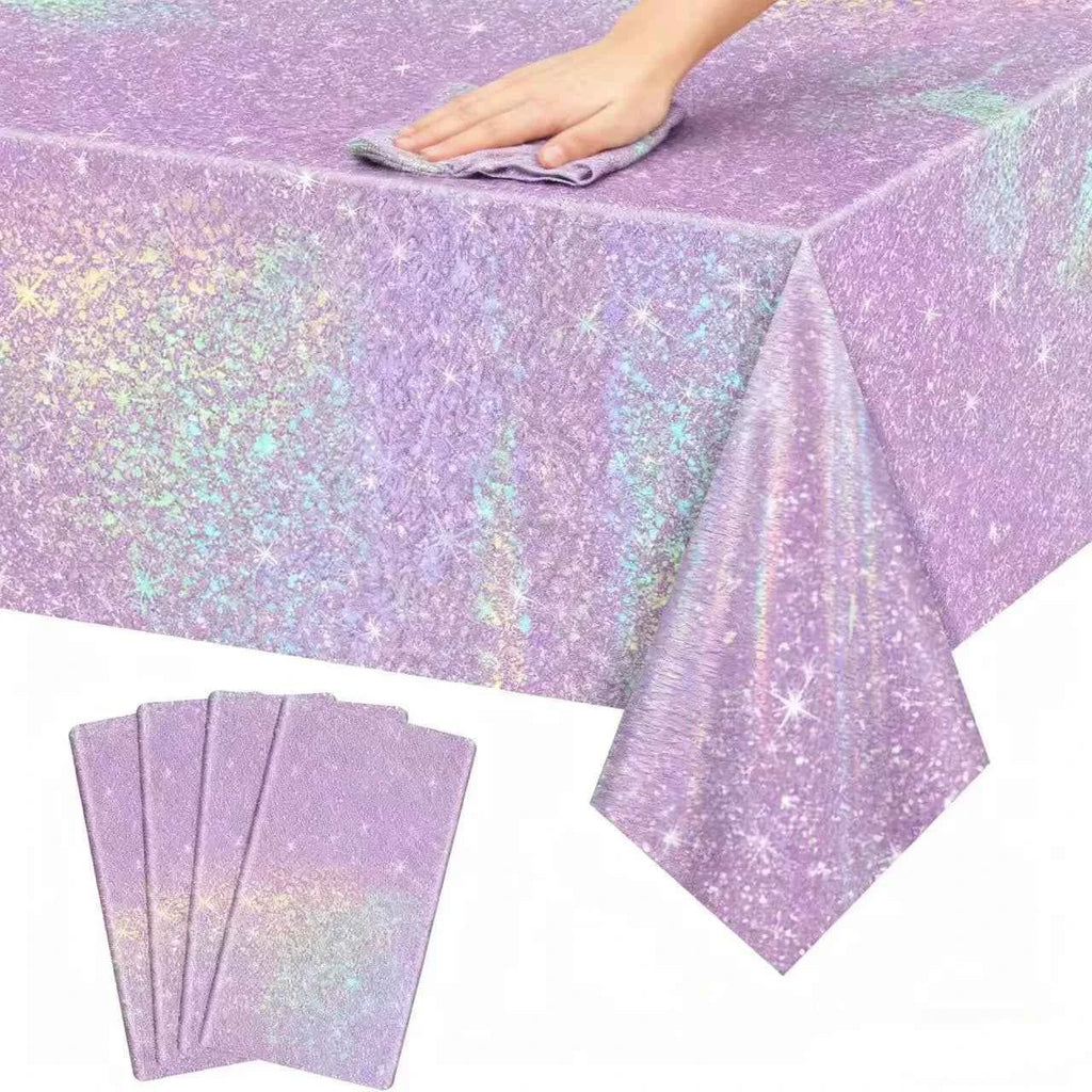 Birthday party Pink laser Disposable tablecloth aluminum rainbow decoration tablecloth for bachelorette party wedding supplies