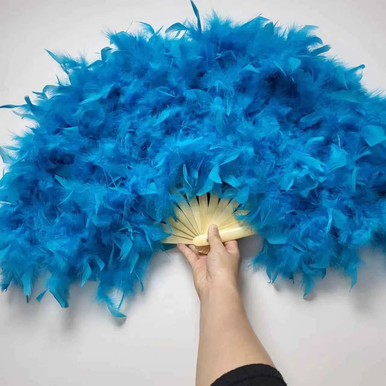 70*40cm Large Pink Feather Fan Stage Performance Dance Fan Photography Props Lolita Feather Folding Fan Wedding Party Decoration