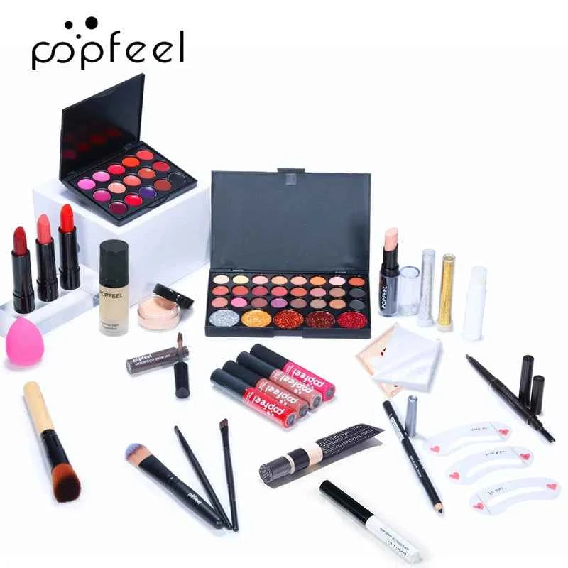 All in One Makeup Kit Full Makeup Kit Gift for Women Teen Girl Nude Eyeshadow Foundation Primer Brush Nude Lipgloss