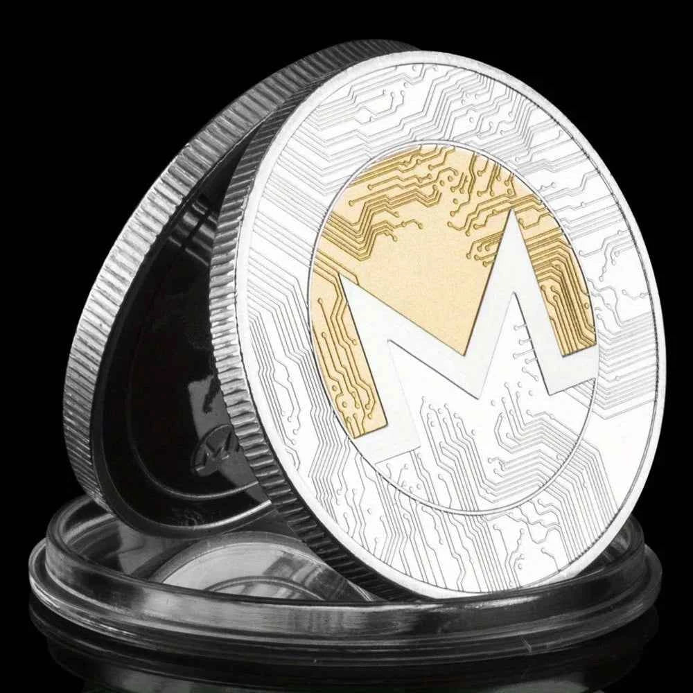 1 Piece Monero Coin Cryptocurrency Coin Physical Crypto Collectible Gift Silvery Plated Coin Commemorative Coin