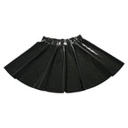 Gothic PU Leather PVC Shiny Flared Pleated Mini A-Line Skirt