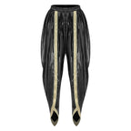 Men's Metallic Shiny Harem Dhoti Pants Gold Brocade Trim Prince Cosplay Costume