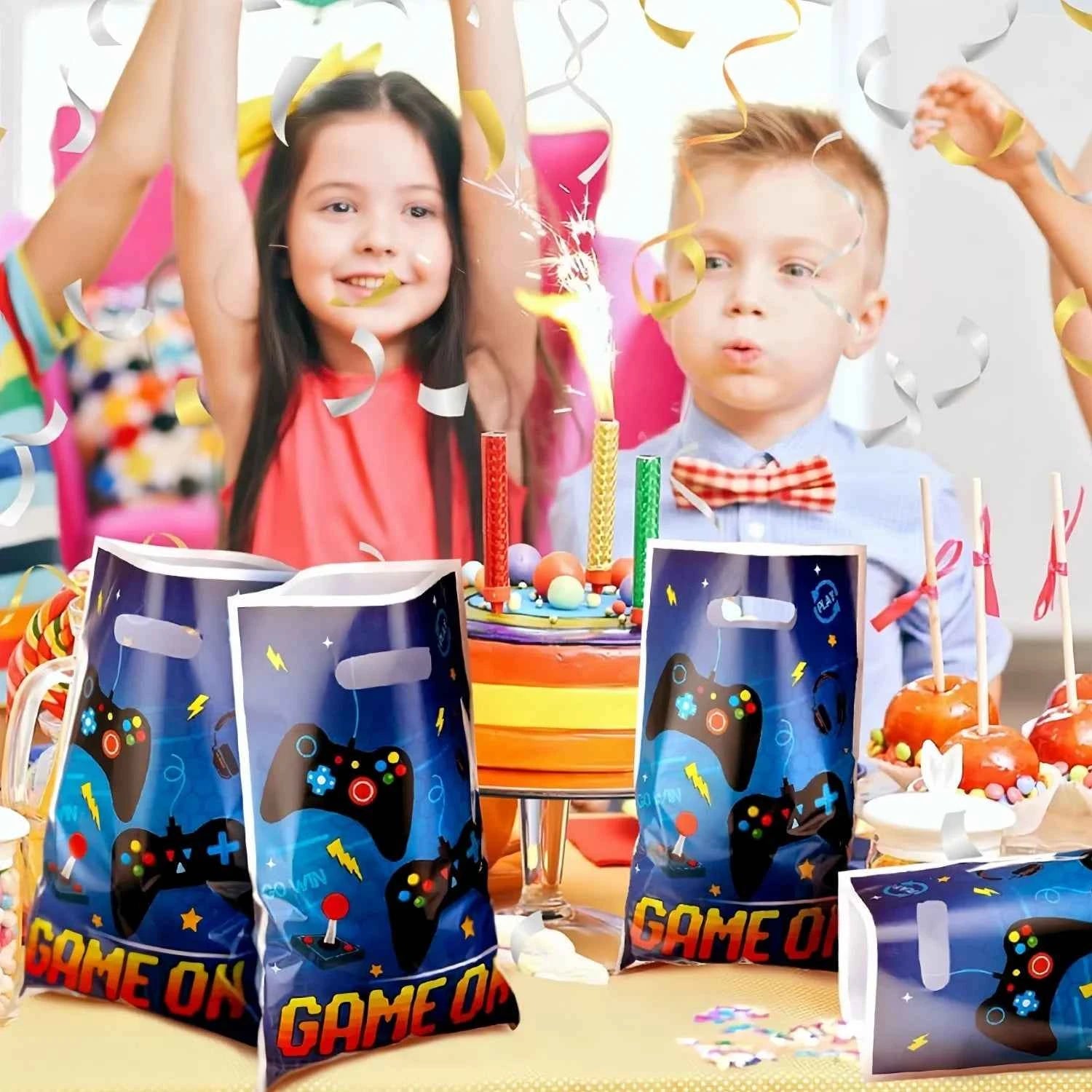 20Pcs Game Party Gift Bags Video Game Themed Birthday Party Candy Bags Birthday Party Gift Bags with Handles Birthday Party Gift Bags