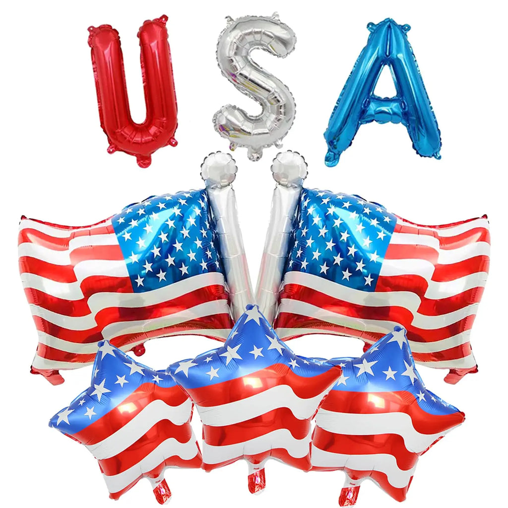 American Flag Balloons Set Independence Day Foil Balloons For USA Theme Party Decoration 4th Of July Patriotic Balloons