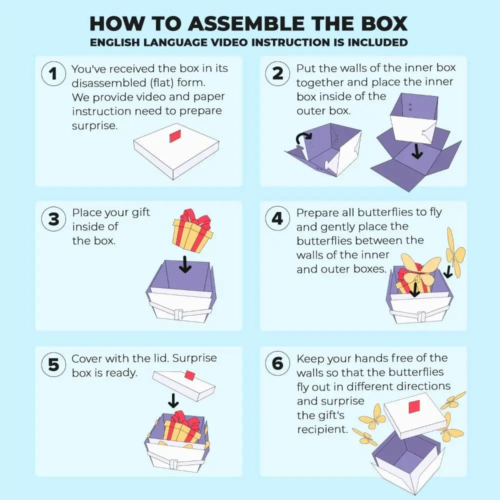New Happy Birthday Creative Surprise Flying Butterfly Box Prank DIY Butterfly Explosion Gift Box Party Decorations