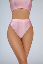 High-Waist Oil Glossy Sheer G-String Thong Satin Smooth Seamless Briefs