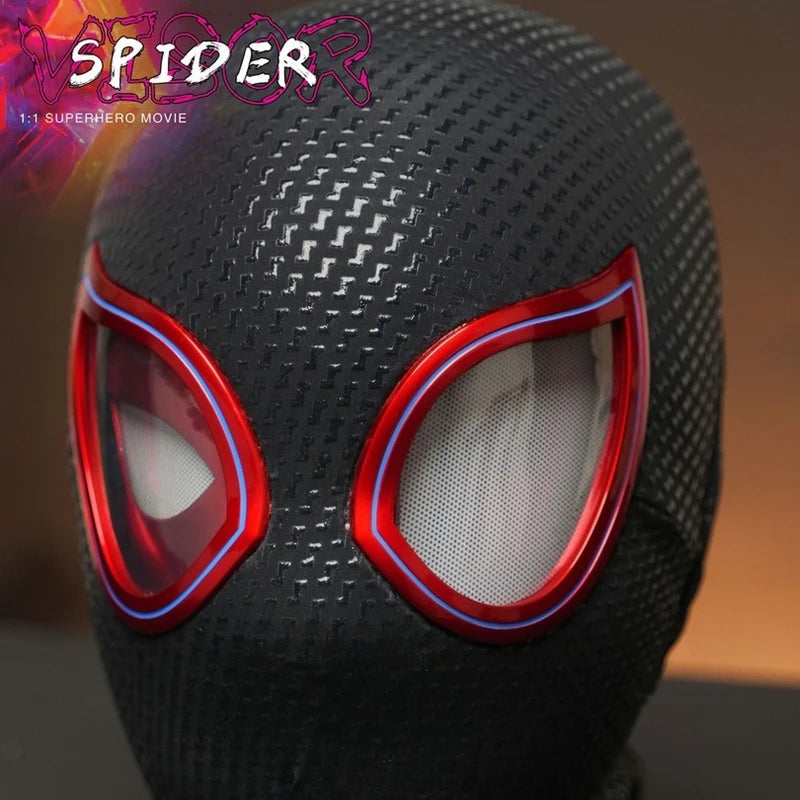 1:1 Mascara Miles Spider-Man Headgear Cosplay Moving Eyes Electronic Mask Remote Control Toys Cosplay costume  Adults Kids Gift