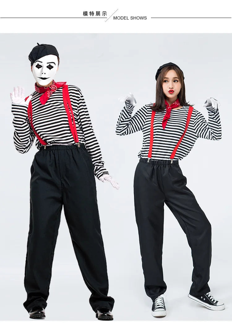 Mime Actors, Couples, Clown Costumes, Men and Women's Game Costumes, Japanese Halloween Comical Performance Costumes, JUPAOPAO - Big Tim's Magic Emporium