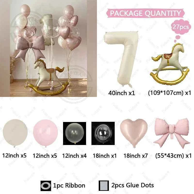 27pcs Large Trojan Deco Balloons with Pink Bows Suitable for Wedding Decoration Birthdays and Pink Themed Parties Decor Supplies