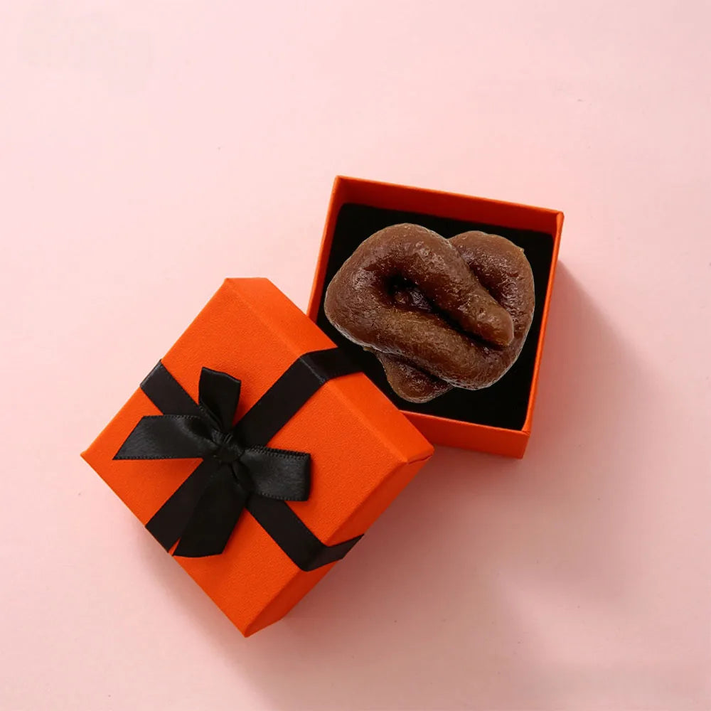 Surprise Gift Box with Prank Realistic Faux Feces Gift Box Orange & Design Perfect Funny Novelty Surprise Gift Box Prank Props - Big Tim's Magic Emporium