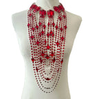 Long Tassel Rhinestone Glass Necklace