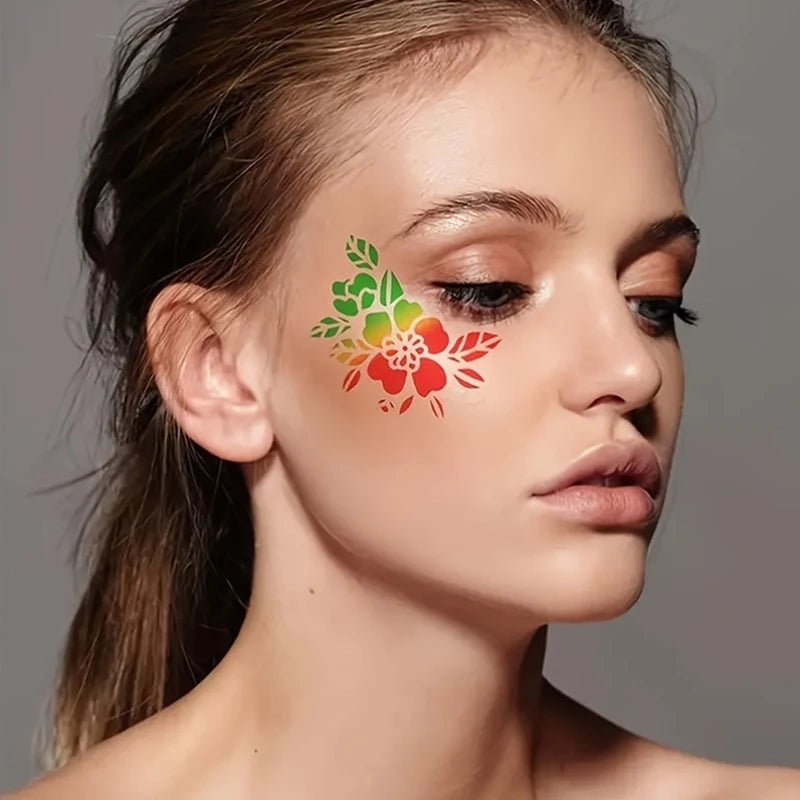 16Pcs Reusable Face Paint Stencils, DIY Body Art & Eyebrow Templates for Kids, Washable & Safe for Parties and Crafts