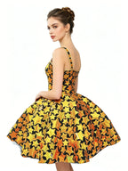 Gold & Silver Sequin Flared Mini Showgirl Dress – Glamour Stage & Performance Skater Costume