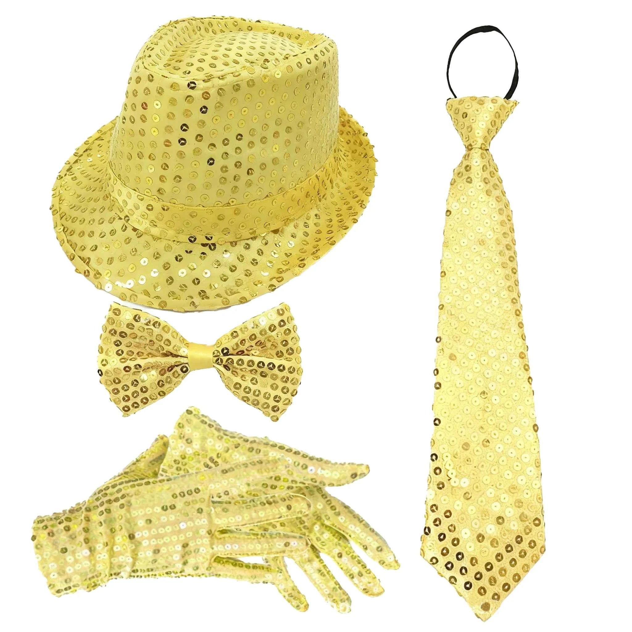 70S Disco Performance Props Sequined Hats Ties Gloves Suspenders Stage Performance Halloween and Christmas Clothing Accessories