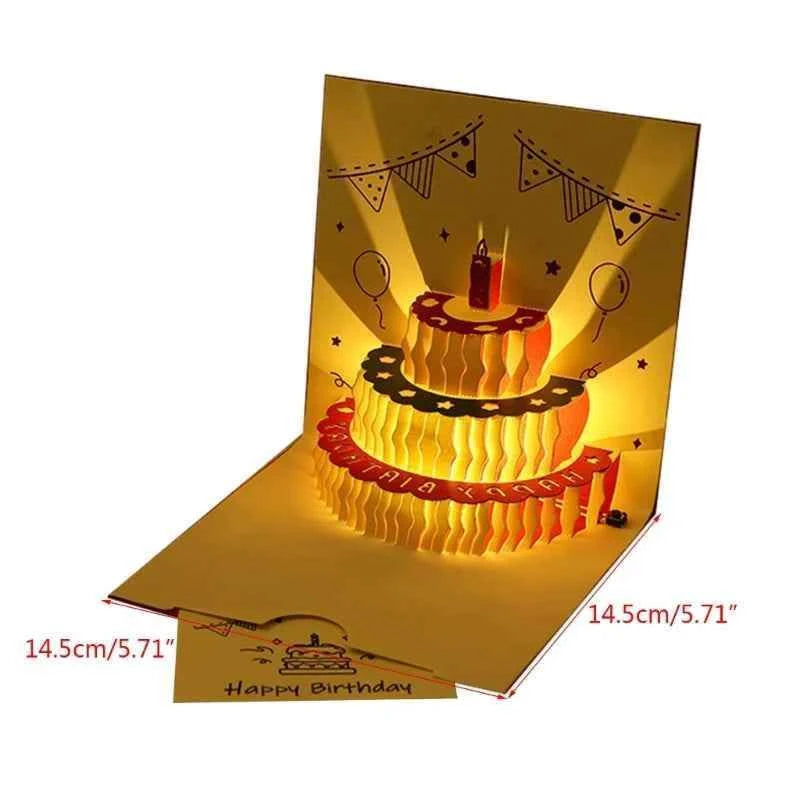 3D  up Happy Birthday Card Cake Festival Invitation Greeting Memorial Cards for Birthday Valentine Day Mother Day
