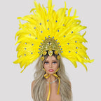 Caribbean Carnival Graduation Ball Feather Headdress & Stage Hair Accessory