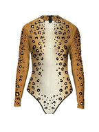 Animal Print Long Sleeve Cutout Bodysuit Sexy Stage Dance & Festival Wear
