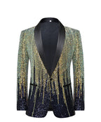 Men's Luxury Gradient Sequin Blazer Shawl Lapel Formal Stage Tuxedo Jacket