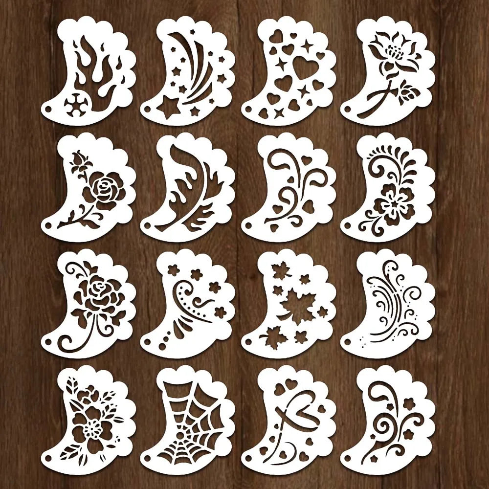 Reusable Face Paint Templates Multiple Pattern Hand Painting Body Art Paint Stencils Decorative Easy Use DIY Makeup Tools Party