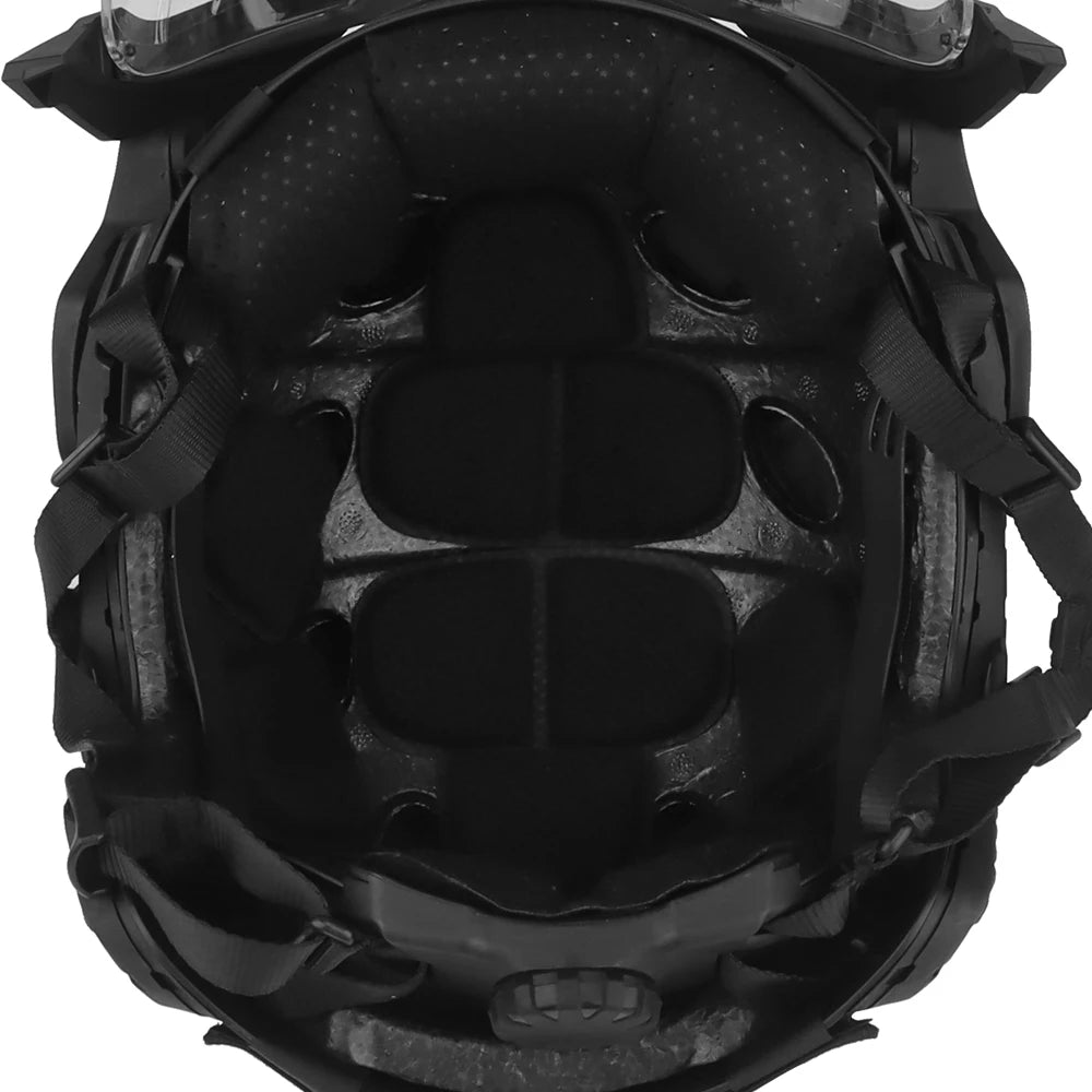 Tactical FAST Helmet Half Face Mask With Flip Goggles Black/Clear 2Pcs Lenses for Hunting Airsoft CS Game Paintball Mask Gear - Big Tim's Magic Emporium