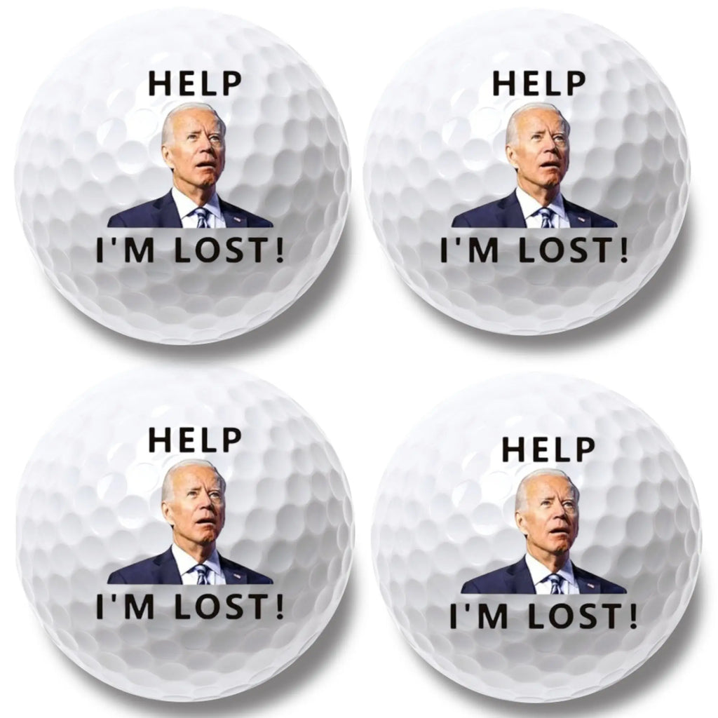 4 pack Funny  Golf Balls – 4 Pack | ‘Help! I’m Lost!’ | Political Gag Gift for Dad, Father’s Day Golf Gift - Big Tim's Magic Emporium