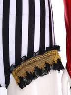 Circus Ringmaster Sequin Striped Bodysuit & Metallic Gloves 2-Piece Stage Costume Set