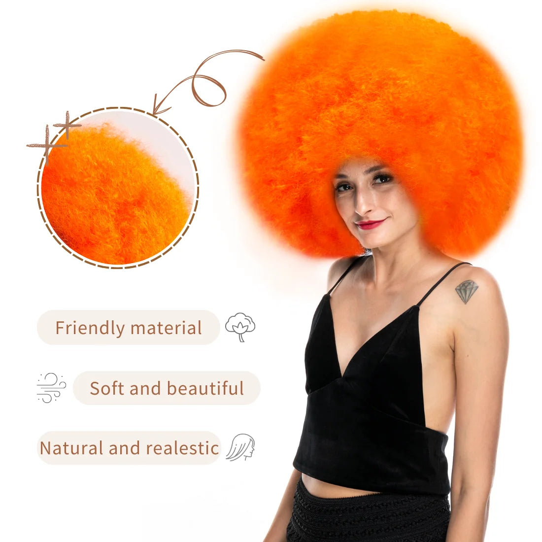 Afro Clown Cosplay Wigs for Women Black Cap Big Top Football Fans Wigs Halloween Adults Unisex Synthetic Hair Black Men Curly - Big Tim's Magic Emporium